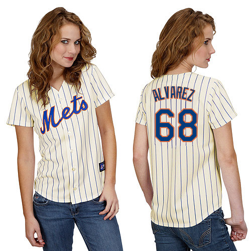 Dario alvarez #68 mlb Jersey-New York Mets Women's Authentic Home White Cool Base Baseball Jersey